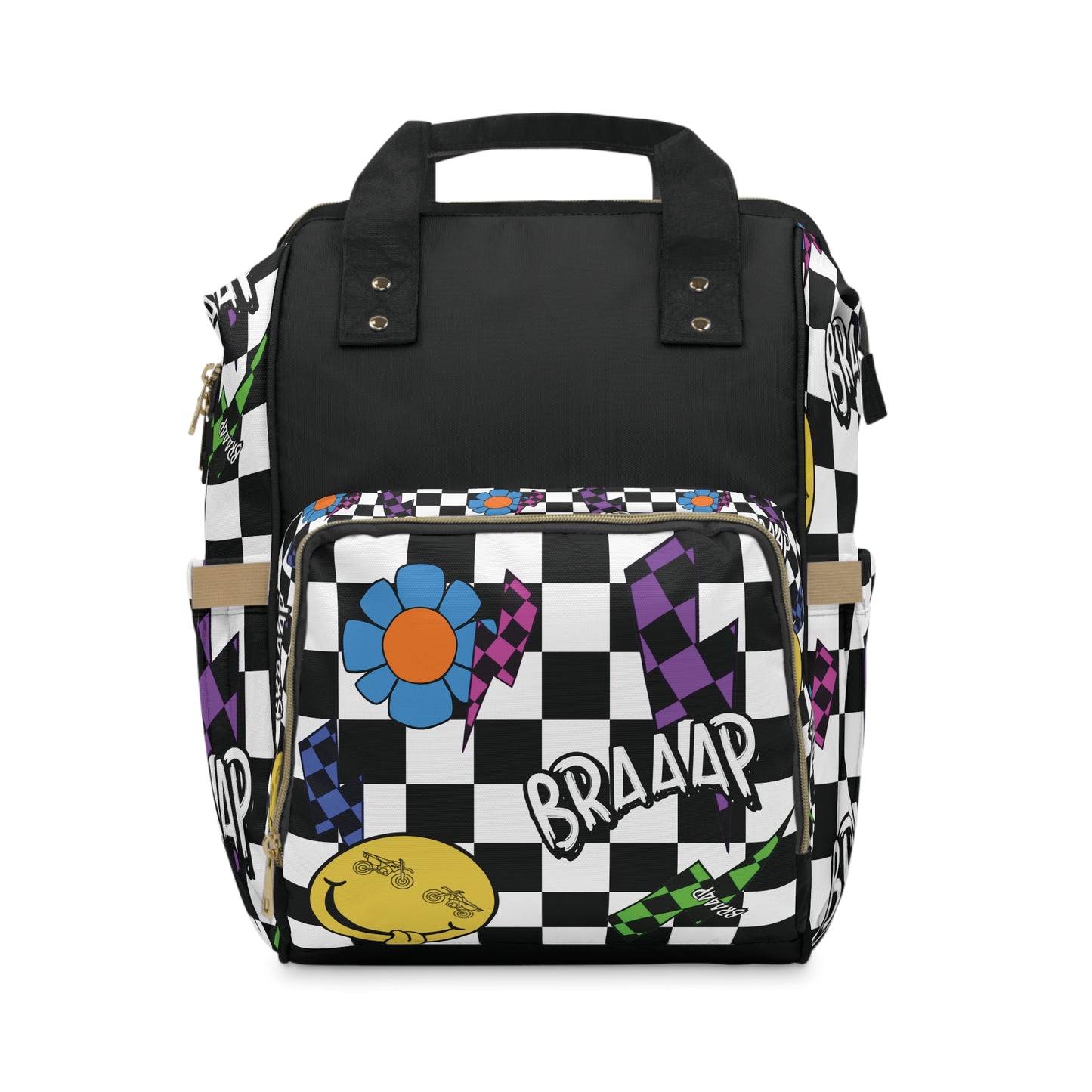 Braaap Colorful Checkered Multifunctional Diaper Backpack - Lou Lou