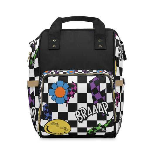 Braaap Colorful Checkered Multifunctional Diaper Backpack - Lou Lou