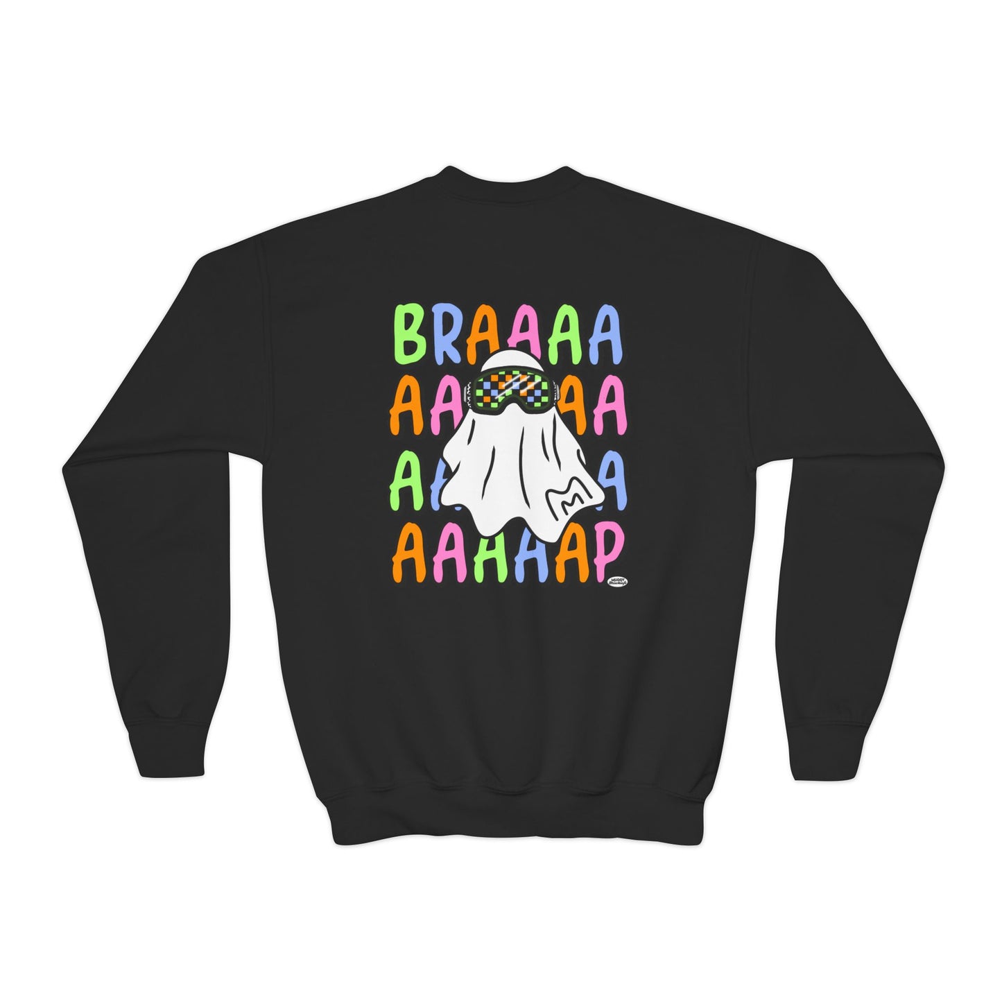 Goggle Ghost | Youth Halloween Motocross Crewneck Sweatshirt