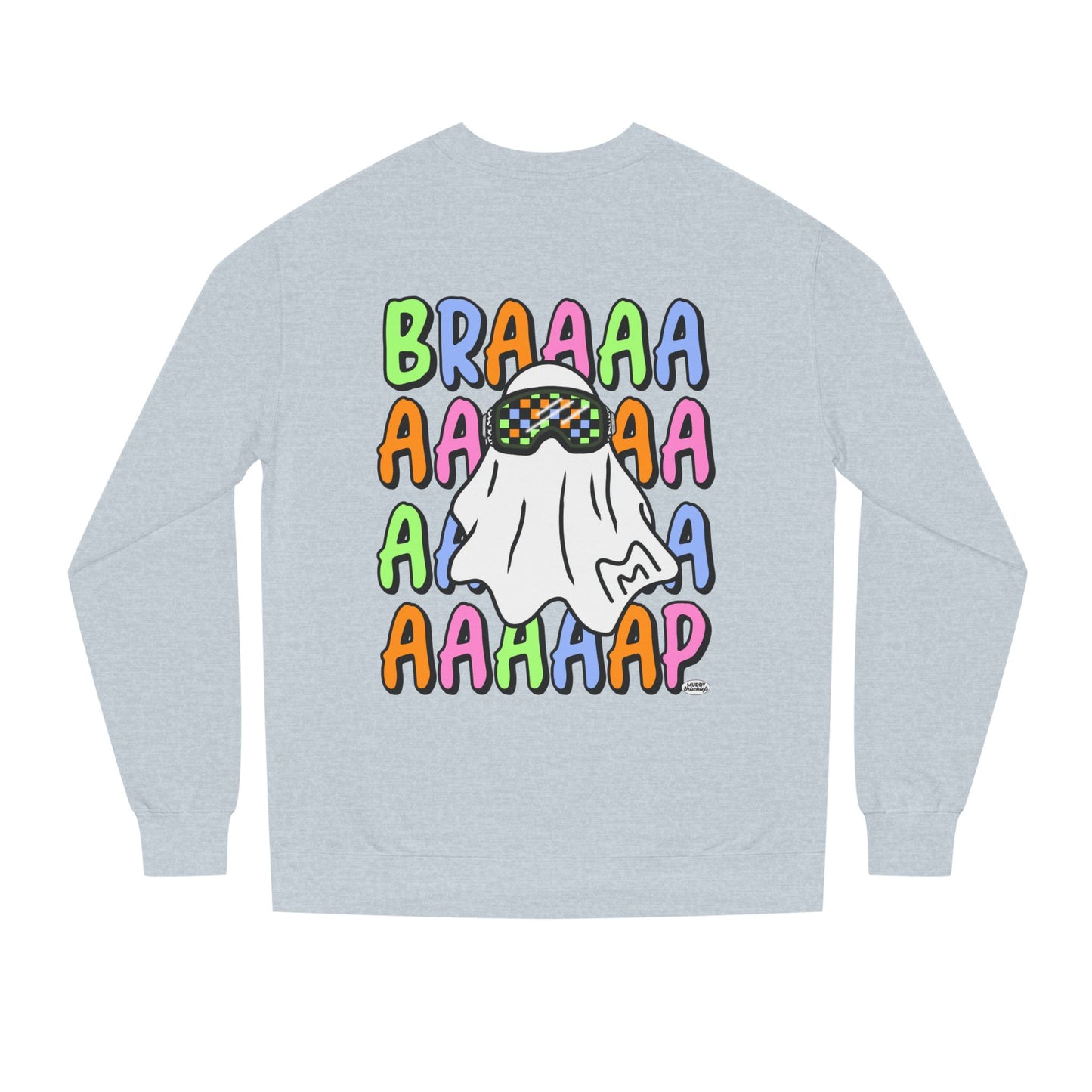 Goggle Ghost | Unisex Adult Halloween Motocross Crewneck Sweatshirt