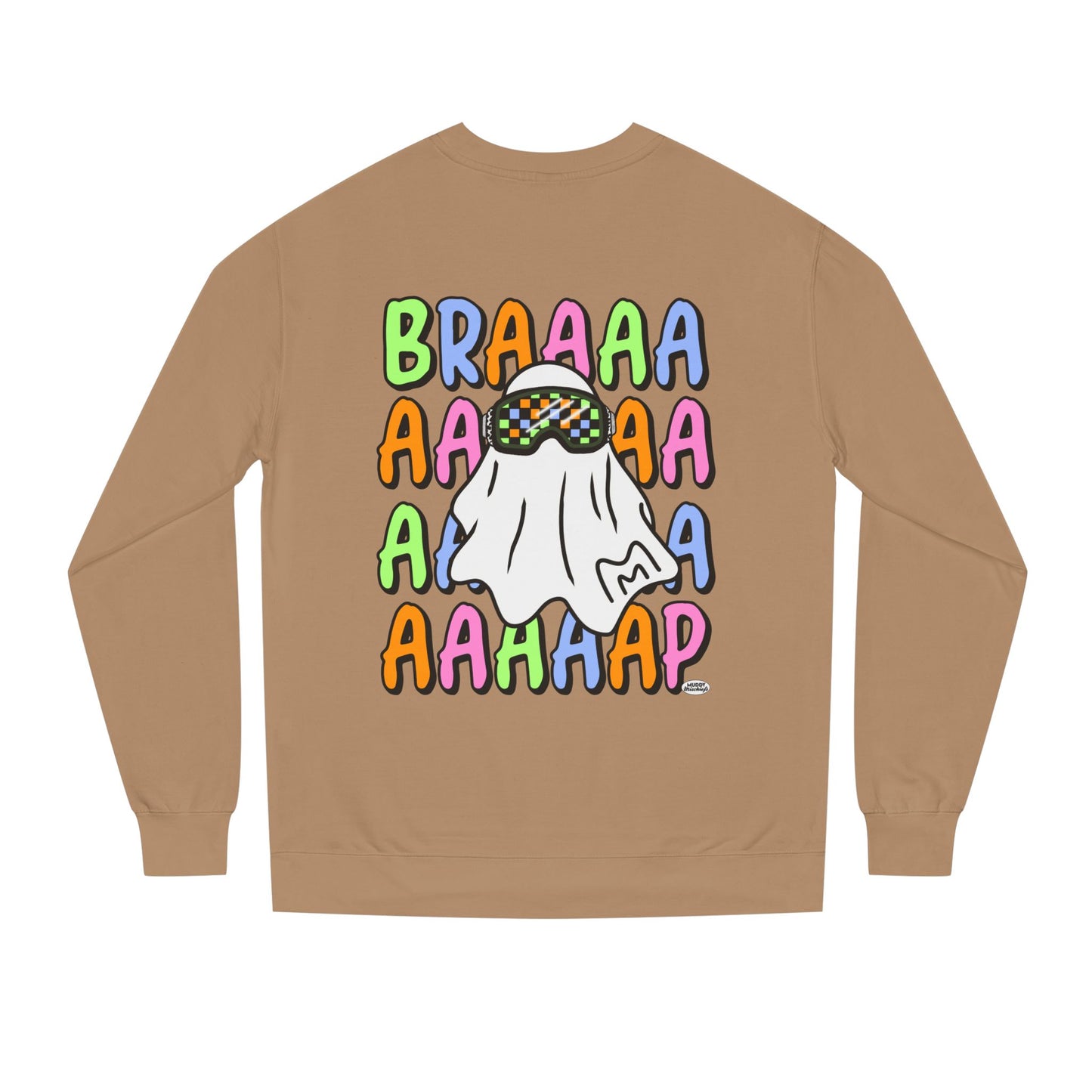 Goggle Ghost | Unisex Adult Halloween Motocross Crewneck Sweatshirt