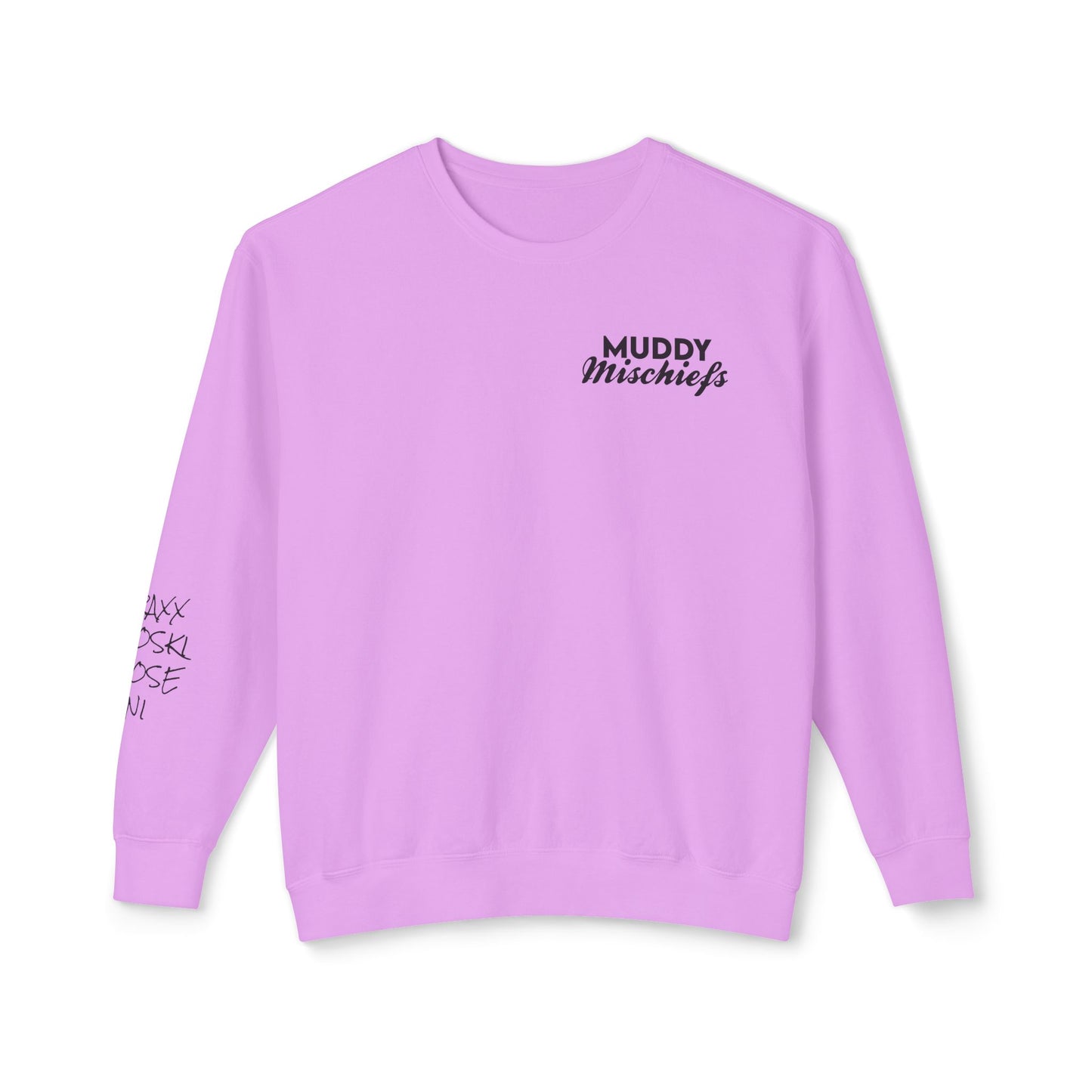 Somebody’s Muddy Mischief Personalizable Crewneck Sweatshirt | Adult Brand Sweatshirt