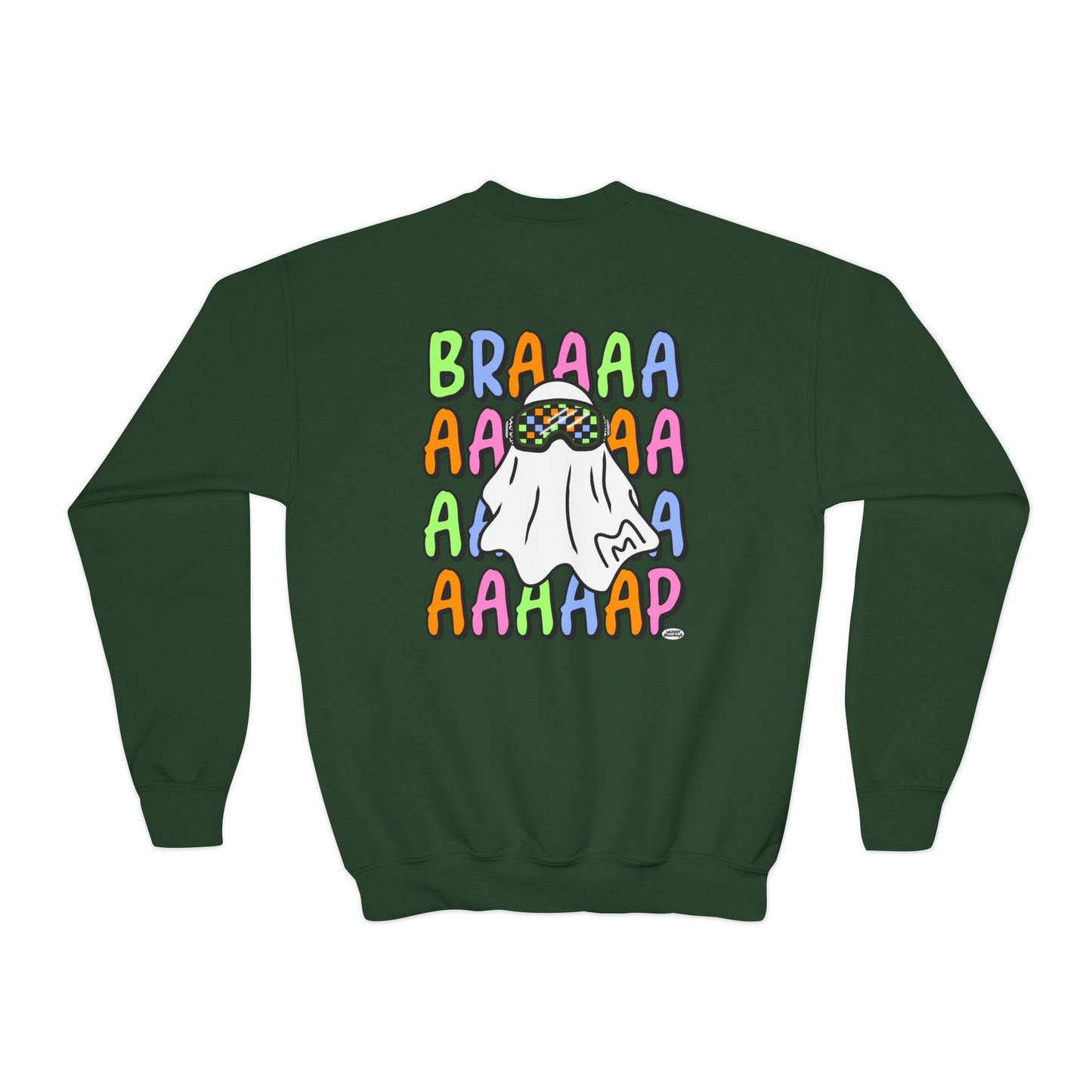 Goggle Ghost | Youth Halloween Motocross Crewneck Sweatshirt