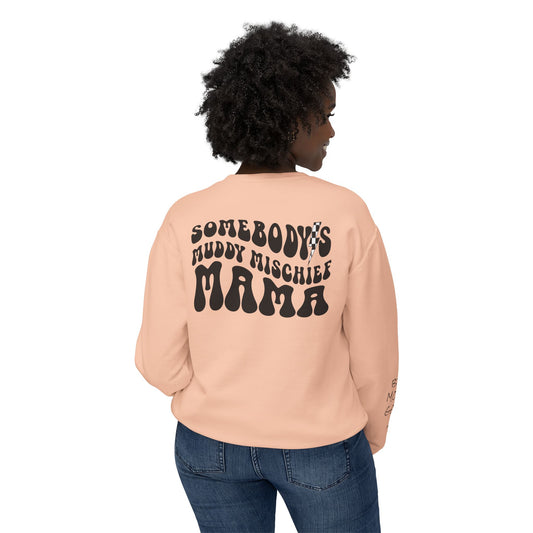Somebody’s Muddy Mischief Personalizable Crewneck Sweatshirt | Adult Brand Sweatshirt