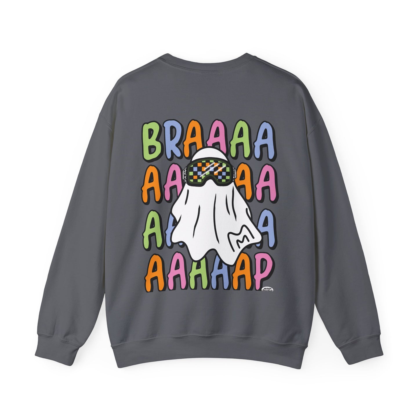 Goggle Ghost | Unisex Adult Halloween Motocross Crewneck Sweatshirt