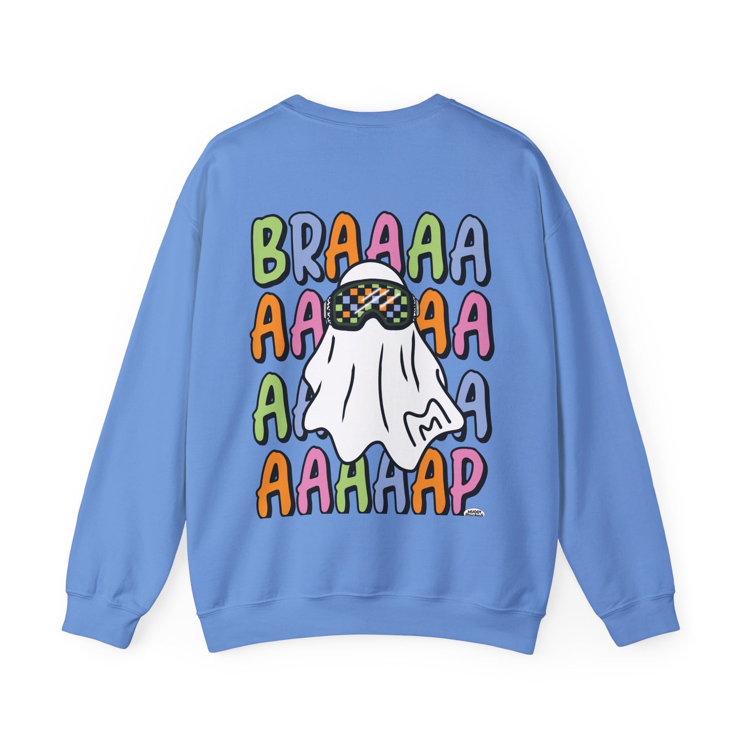 Goggle Ghost | Unisex Adult Halloween Motocross Crewneck Sweatshirt