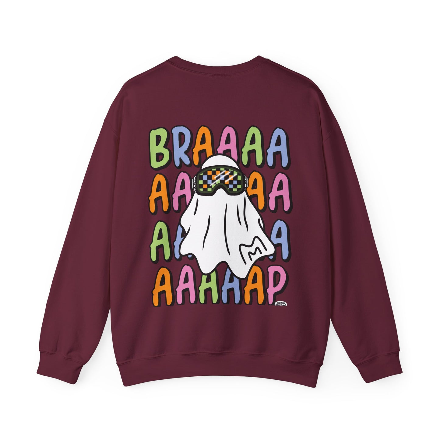 Goggle Ghost | Unisex Adult Halloween Motocross Crewneck Sweatshirt