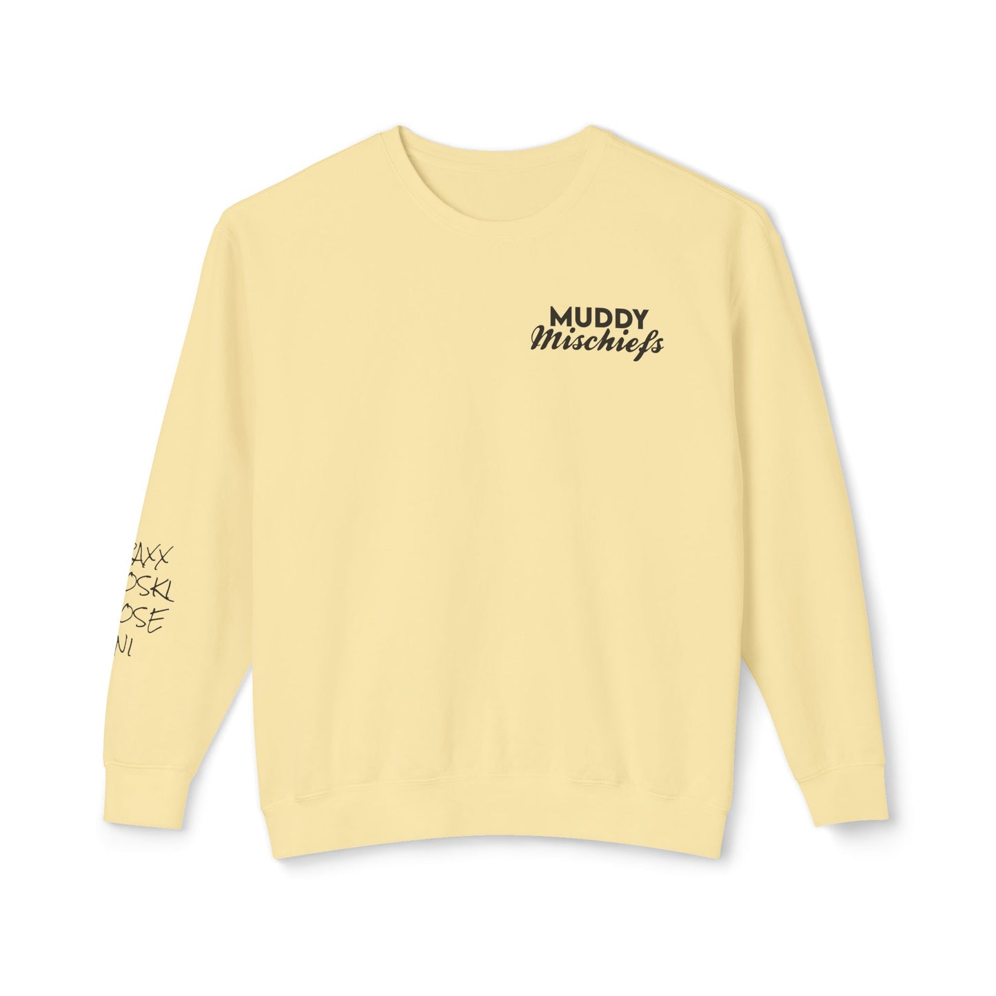 Somebody’s Muddy Mischief Personalizable Crewneck Sweatshirt | Adult Brand Sweatshirt