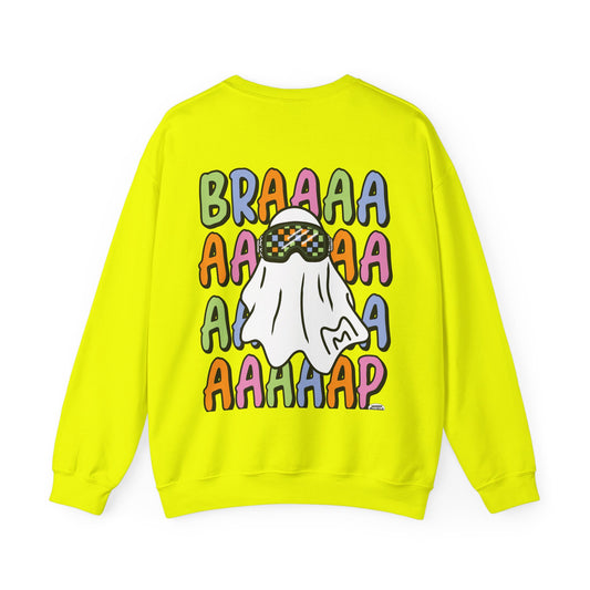 Goggle Ghost | Unisex Adult Halloween Motocross Crewneck Sweatshirt