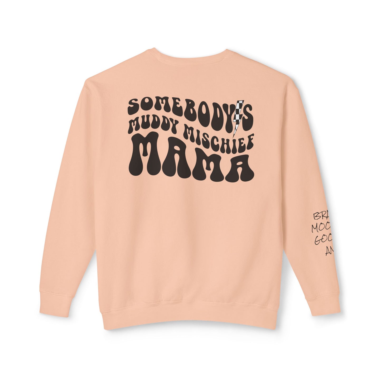 Somebody’s Muddy Mischief Personalizable Crewneck Sweatshirt | Adult Brand Sweatshirt