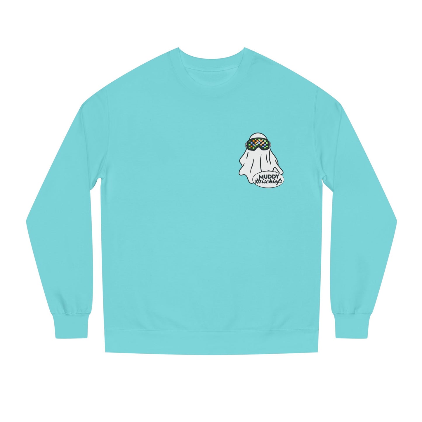 Goggle Ghost | Unisex Adult Halloween Motocross Crewneck Sweatshirt