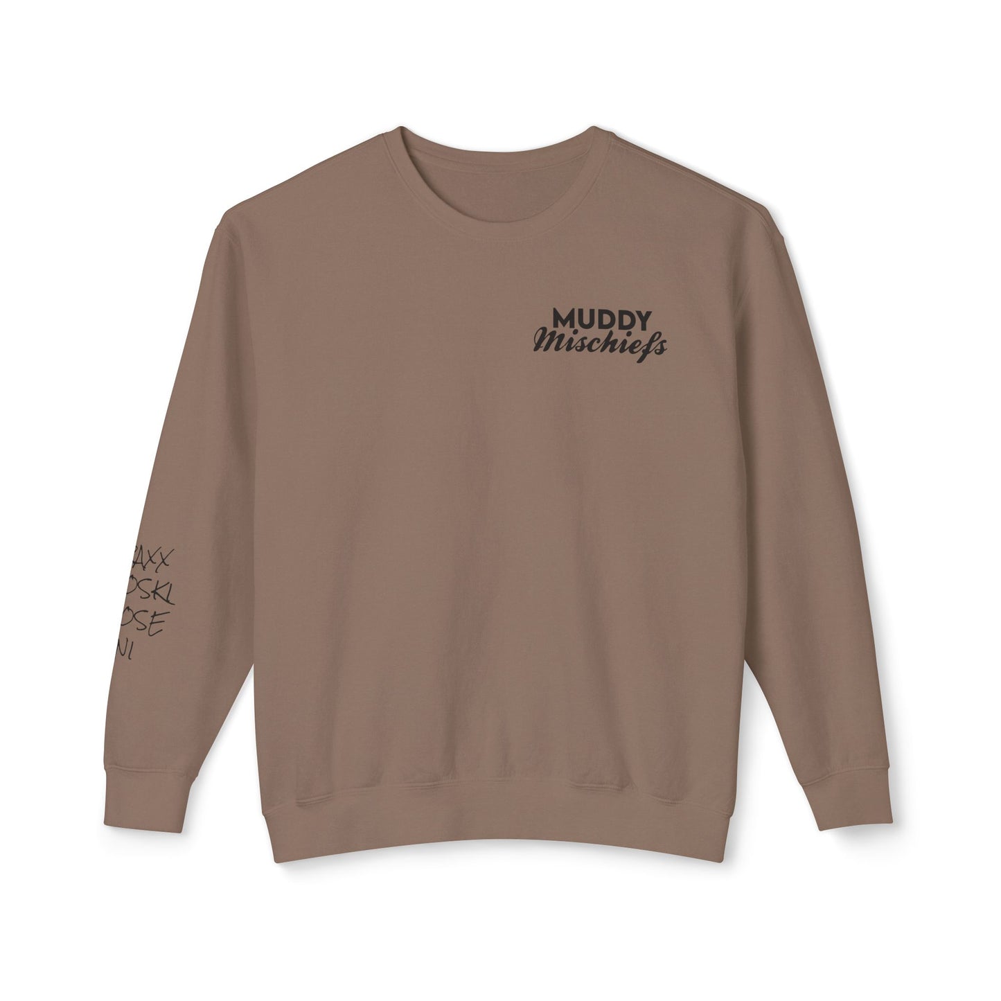 Somebody’s Muddy Mischief Personalizable Crewneck Sweatshirt | Adult Brand Sweatshirt