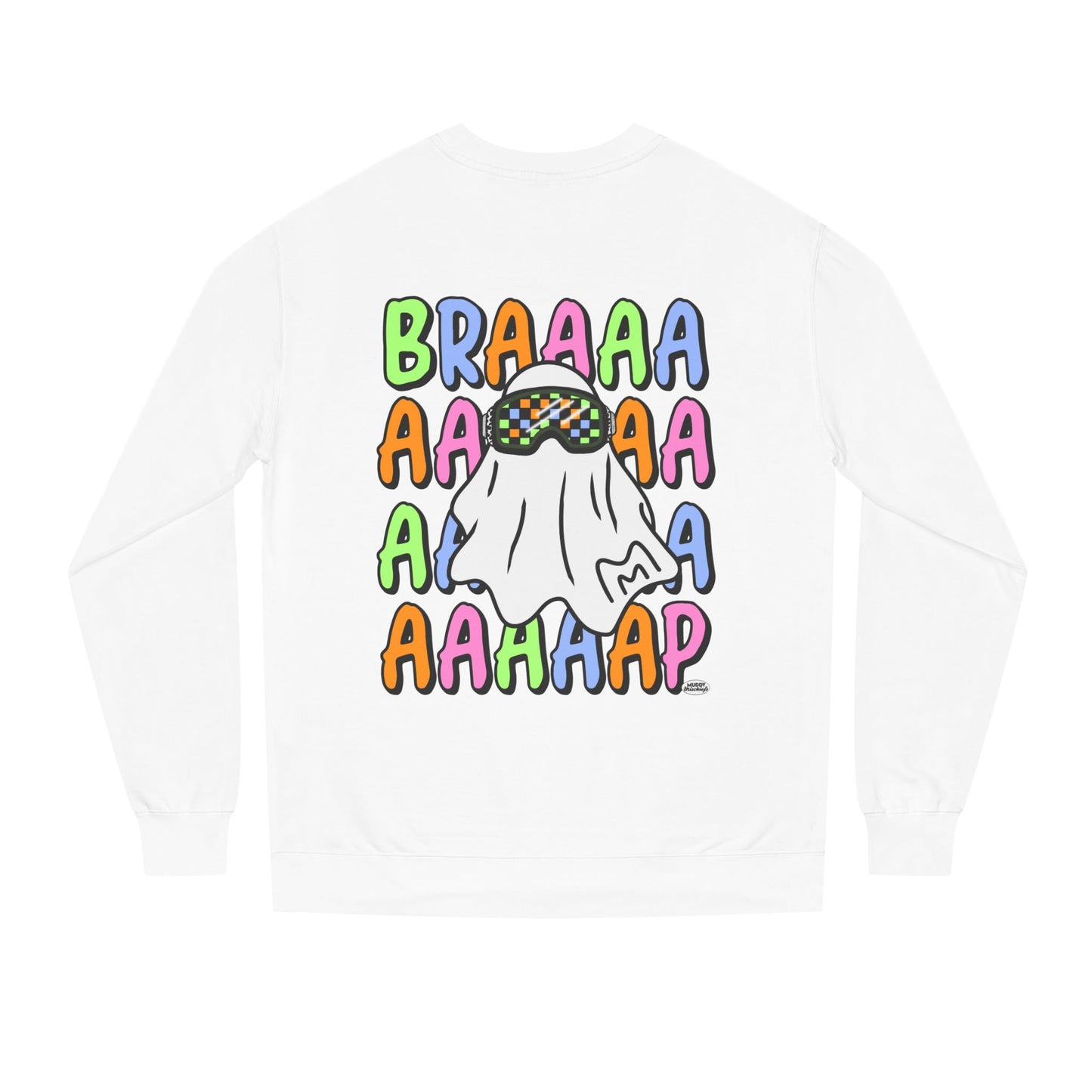 Goggle Ghost | Unisex Adult Halloween Motocross Crewneck Sweatshirt