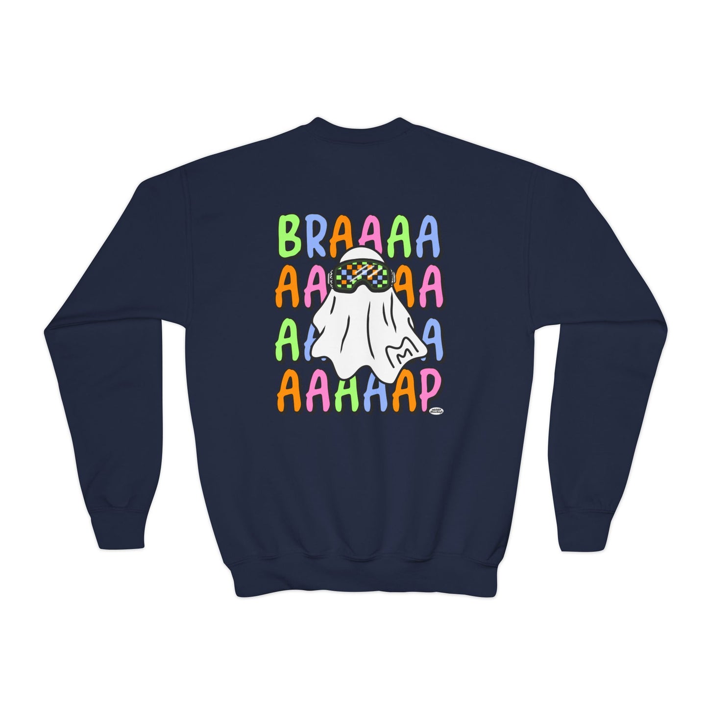 Goggle Ghost | Youth Halloween Motocross Crewneck Sweatshirt