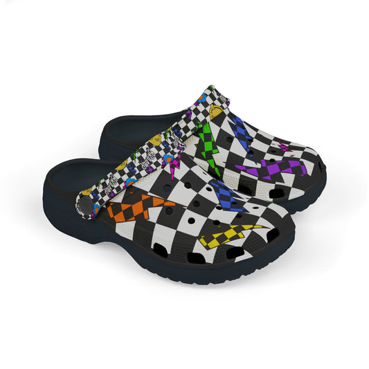 Colorful Checkered Pit Stompers | Youth Motocross Clogs