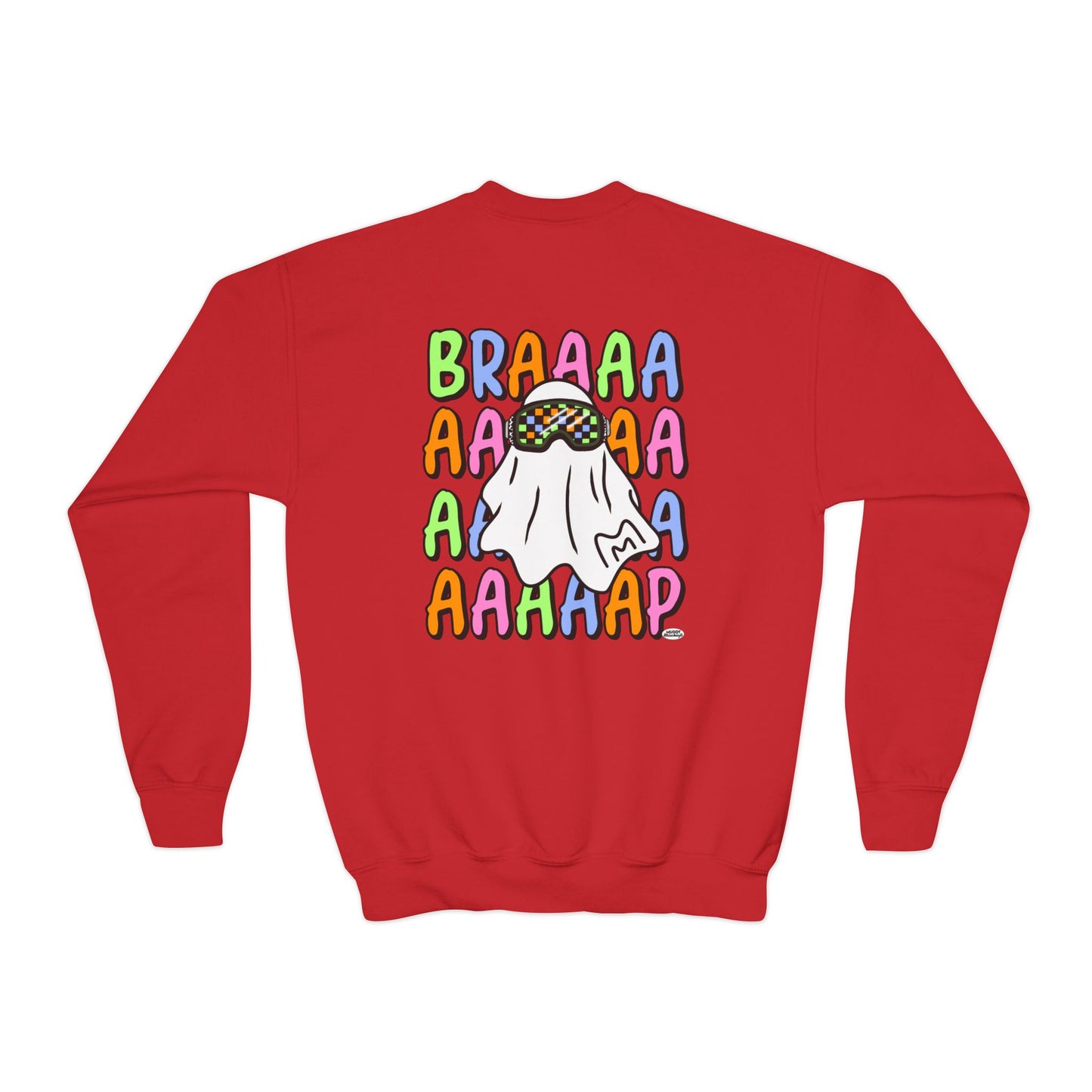 Goggle Ghost | Youth Halloween Motocross Crewneck Sweatshirt