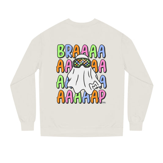 Goggle Ghost | Unisex Adult Halloween Motocross Crewneck Sweatshirt