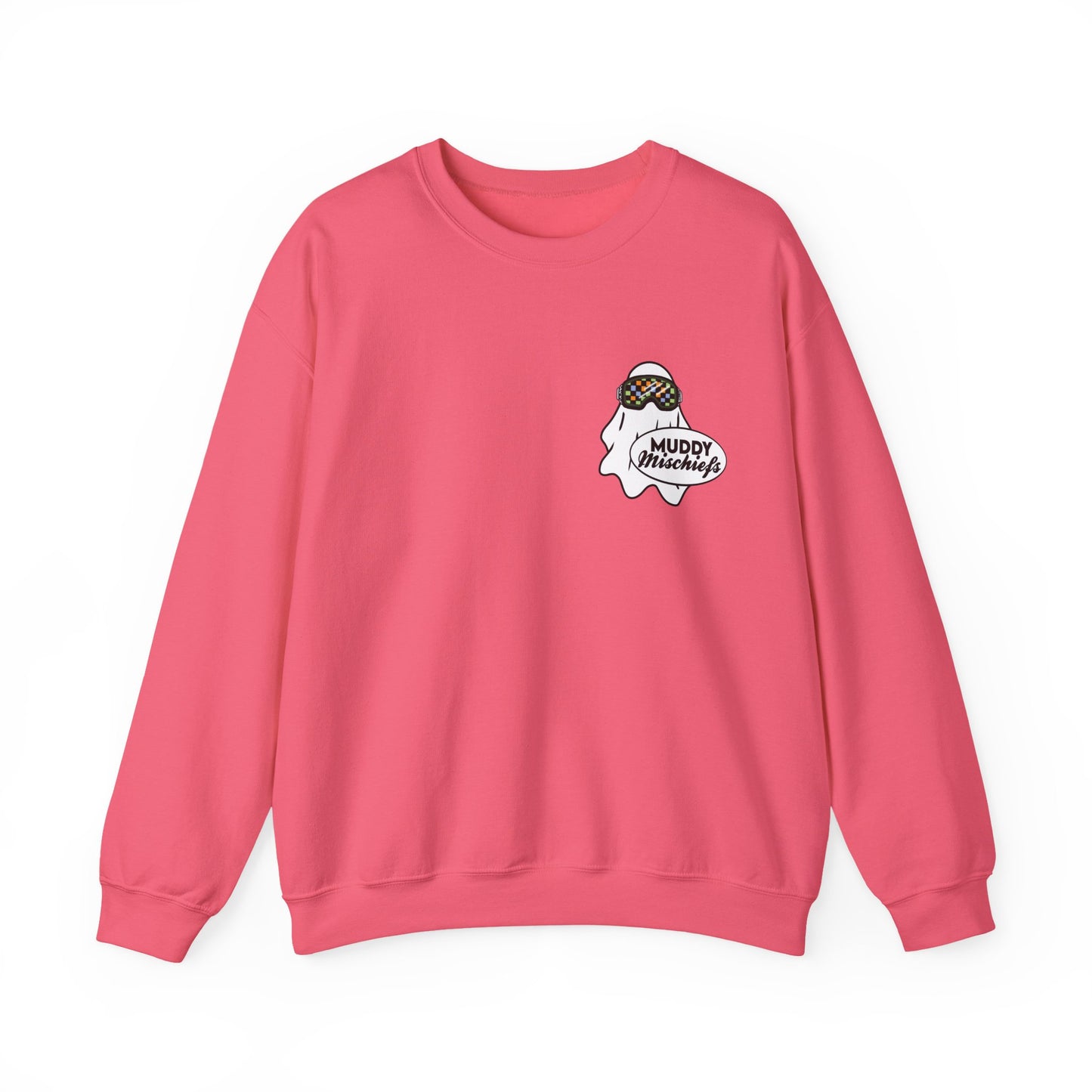 Goggle Ghost | Unisex Adult Halloween Motocross Crewneck Sweatshirt