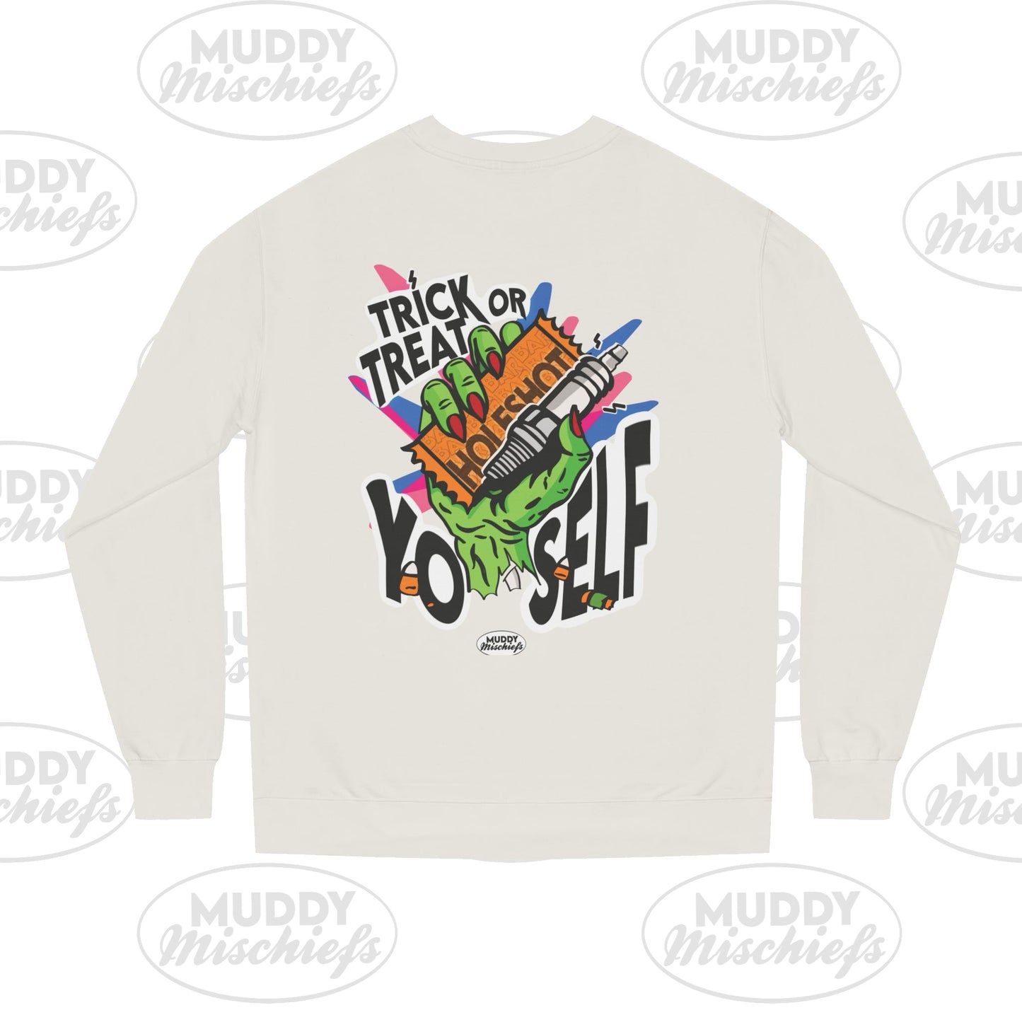 Trick or Treat Yo’self | Unisex Adult Halloween Motocross Crewneck Sweatshirt