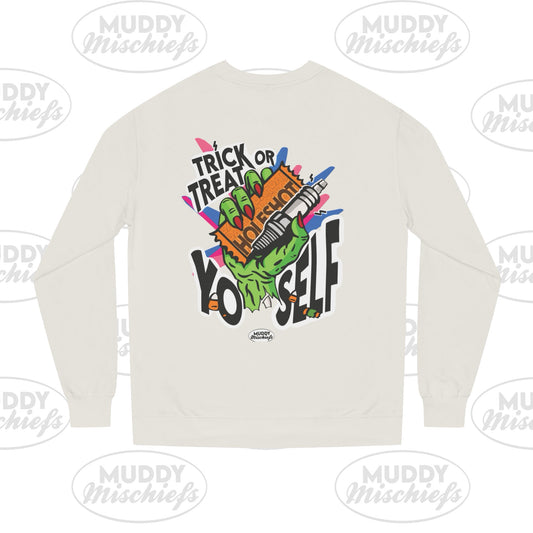 Trick or Treat Yo’self | Unisex Adult Halloween Motocross Crewneck Sweatshirt