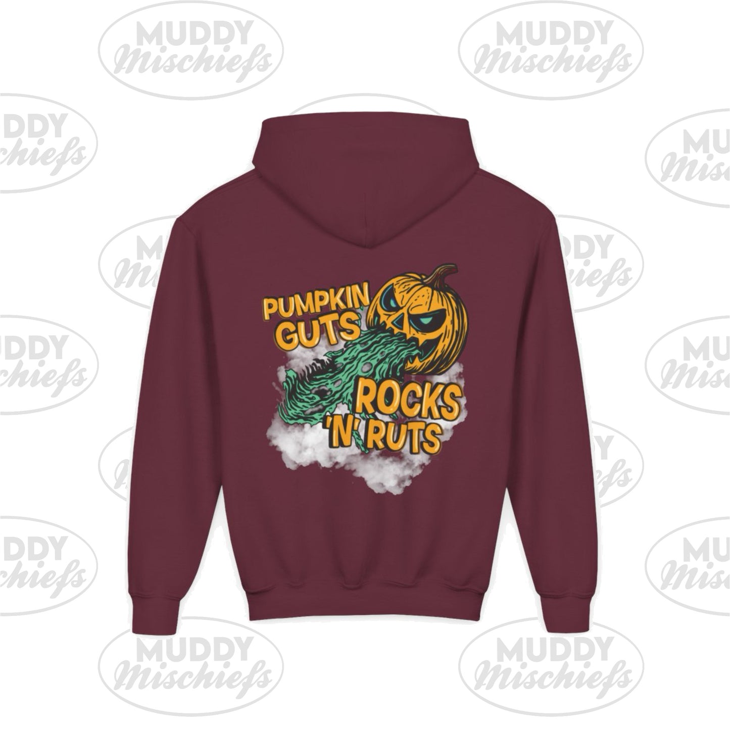 Pumpkin Guts, Rocks n Ruts | Youth Halloween Motocross Hoodie