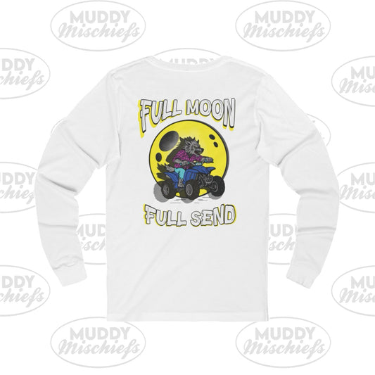 Full Moon Full Send | Adult Halloween Motocross Long Sleeve Tee