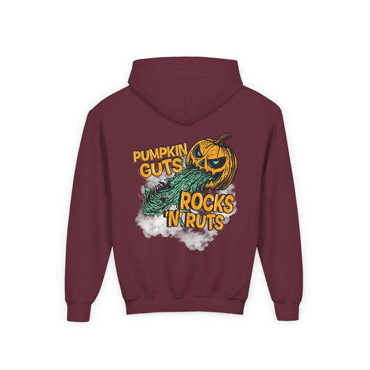 Pumpkin Guts, Rocks n Ruts | Youth Halloween Motocross Hoodie