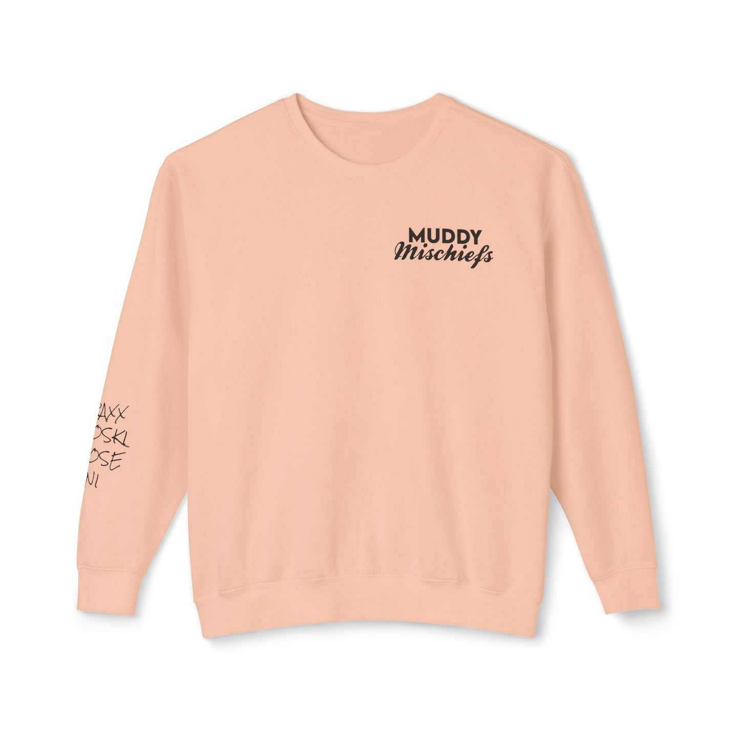 Somebody’s Muddy Mischief Personalizable Crewneck Sweatshirt | Adult Brand Sweatshirt
