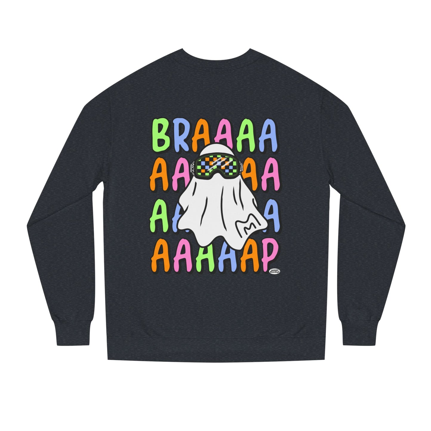 Goggle Ghost | Unisex Adult Halloween Motocross Crewneck Sweatshirt