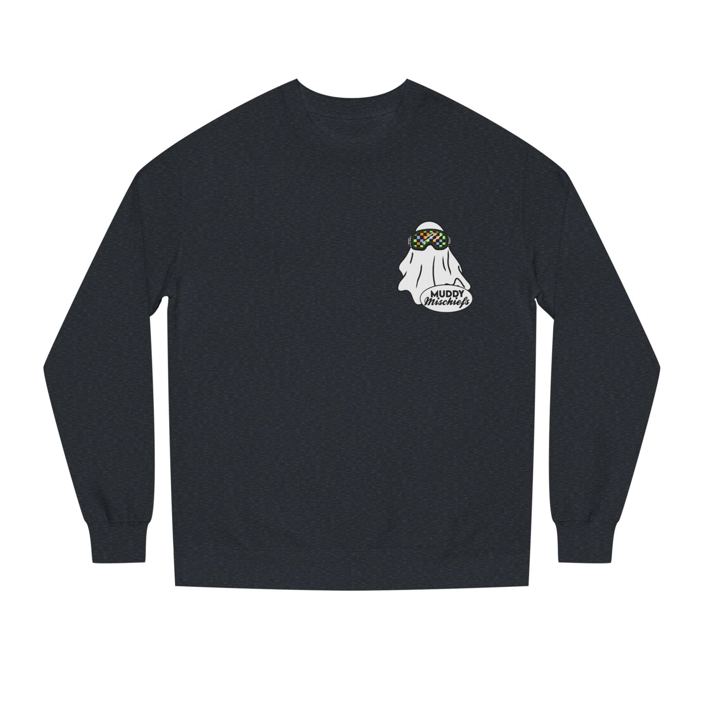 Goggle Ghost | Unisex Adult Halloween Motocross Crewneck Sweatshirt