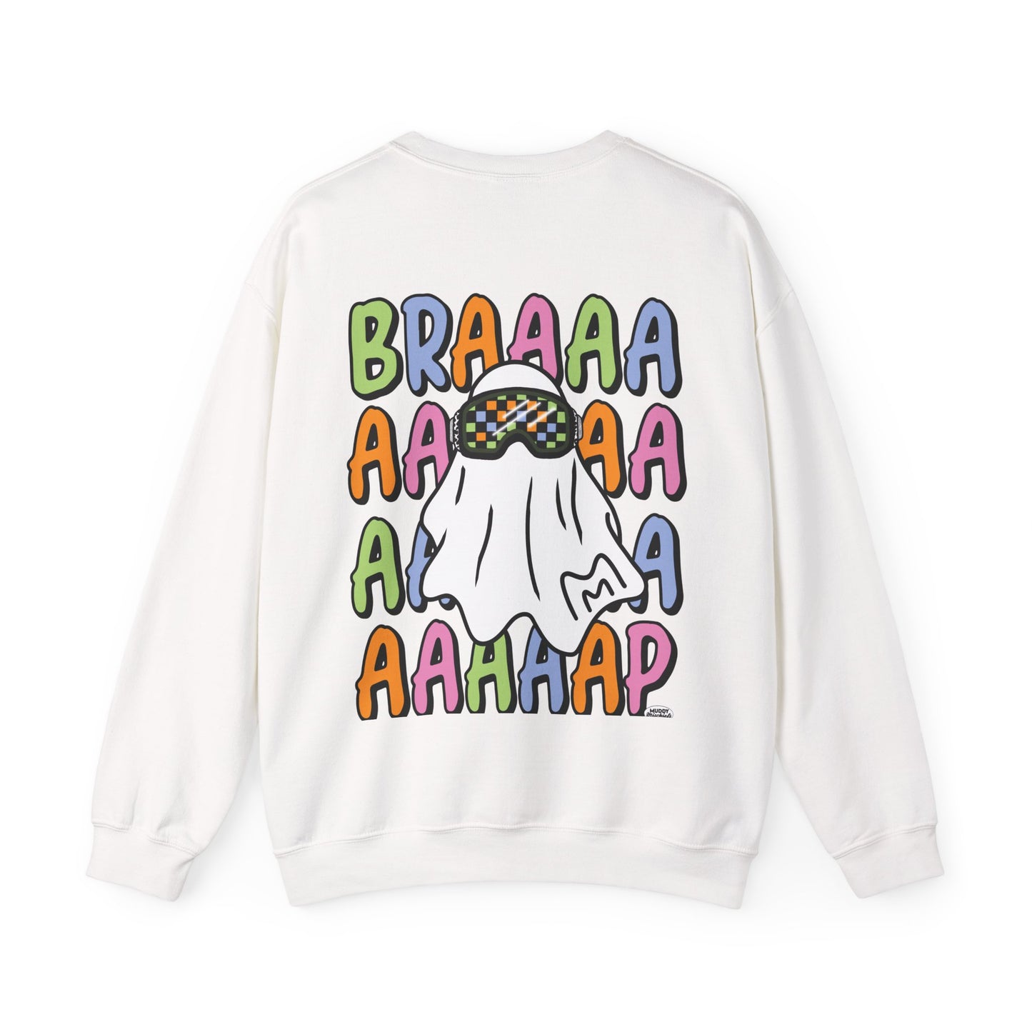 Goggle Ghost | Unisex Adult Halloween Motocross Crewneck Sweatshirt