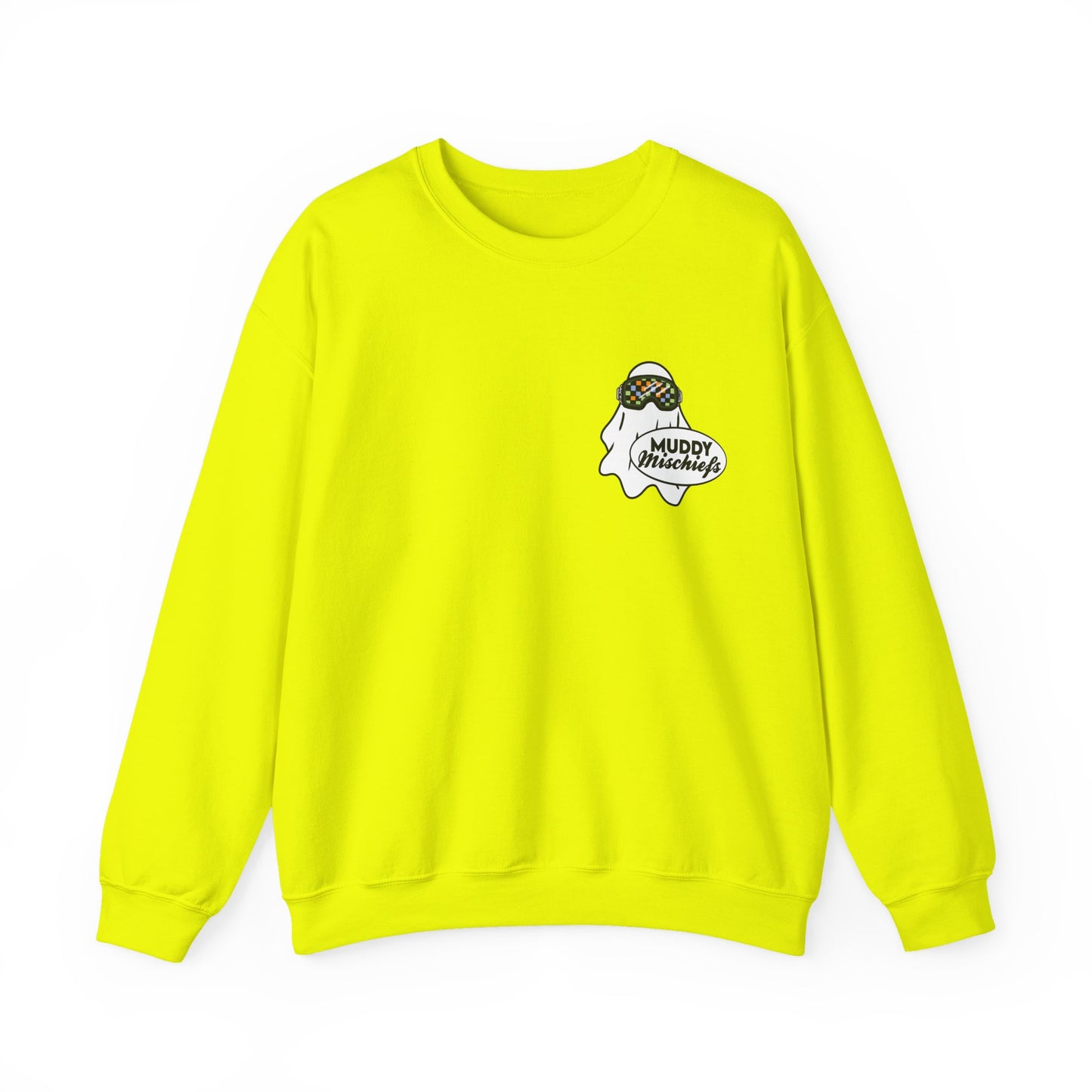 Goggle Ghost | Unisex Adult Halloween Motocross Crewneck Sweatshirt