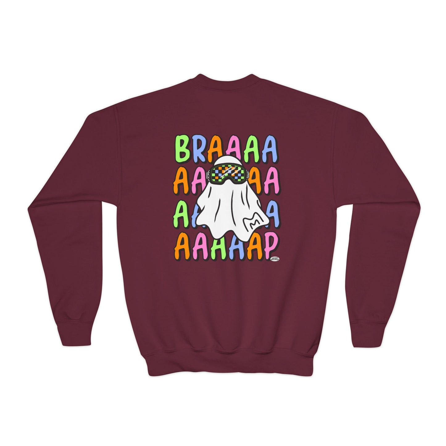 Goggle Ghost | Youth Halloween Motocross Crewneck Sweatshirt