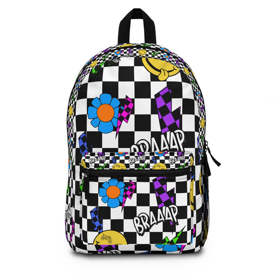 Braaap Colorful Checkered Backpack