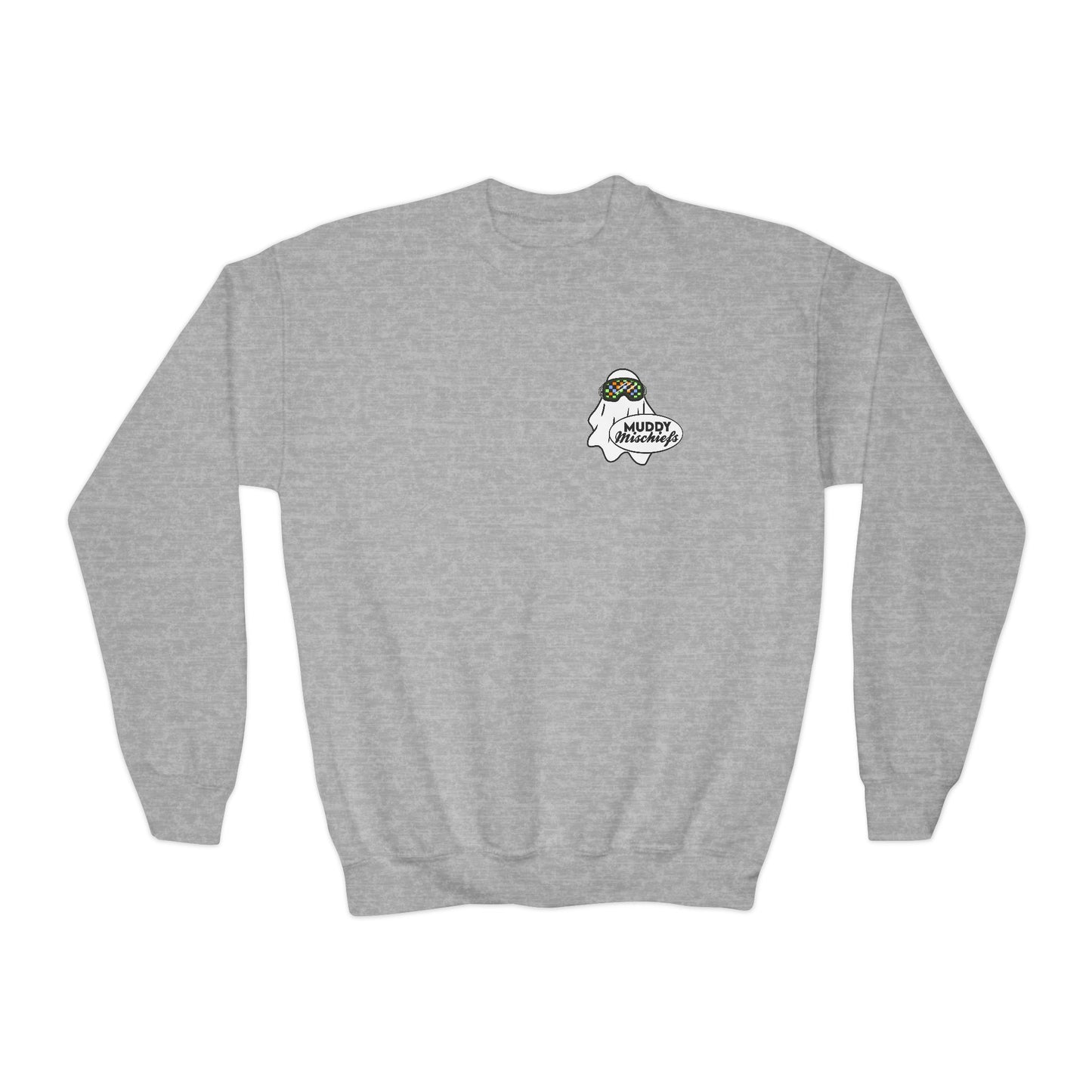 Goggle Ghost | Youth Halloween Motocross Crewneck Sweatshirt
