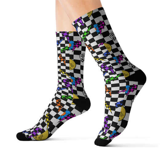 Colorful Checkered Toes | Mid Calf Motocross Socks