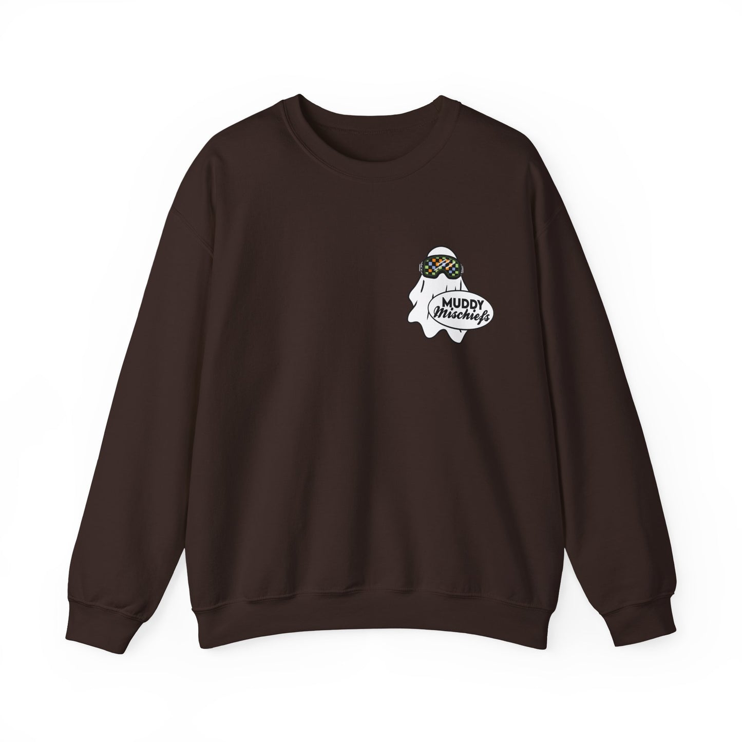 Goggle Ghost | Unisex Adult Halloween Motocross Crewneck Sweatshirt