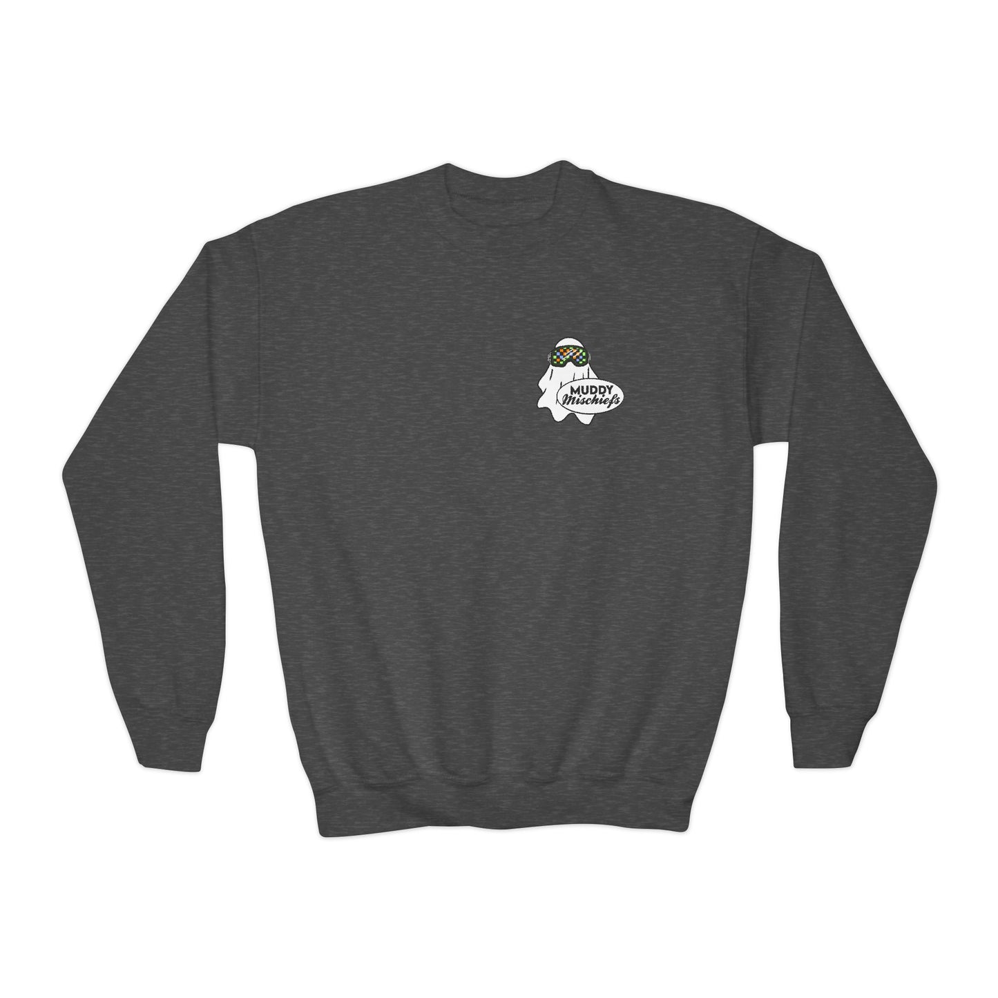 Goggle Ghost | Youth Halloween Motocross Crewneck Sweatshirt