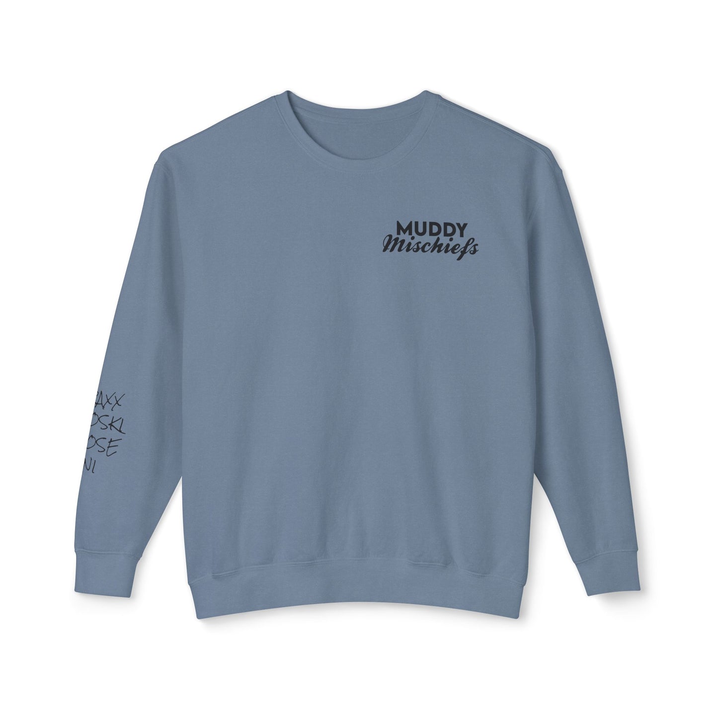 Somebody’s Muddy Mischief Personalizable Crewneck Sweatshirt | Adult Brand Sweatshirt