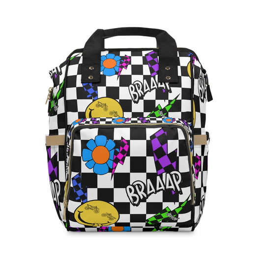 Braaap Colorful Checkered Multifunctional Diaper Backpack