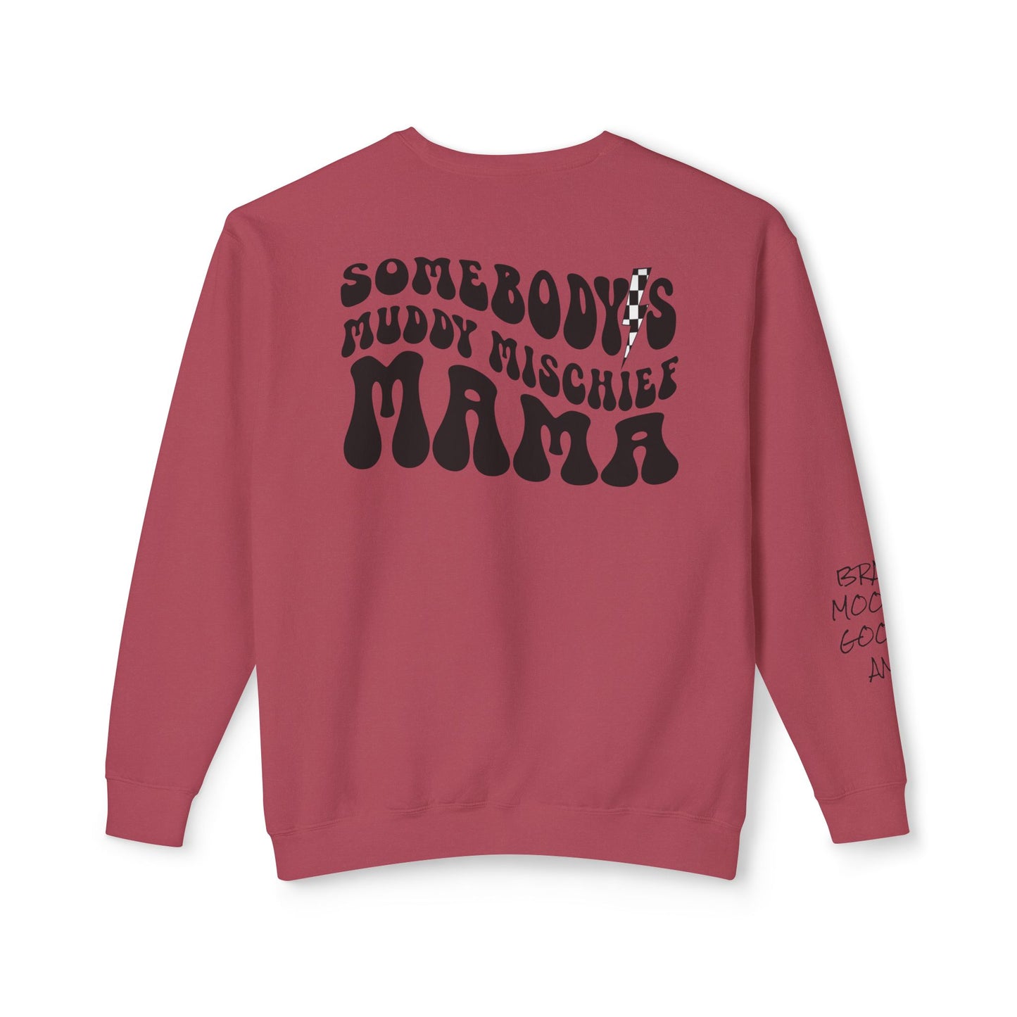 Somebody’s Muddy Mischief Personalizable Crewneck Sweatshirt | Adult Brand Sweatshirt