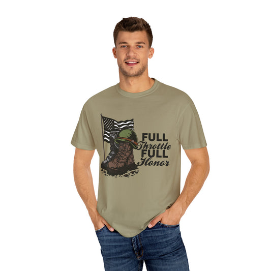 Full Throttle Full Honor | Adult Motocross Military Tribute Tee