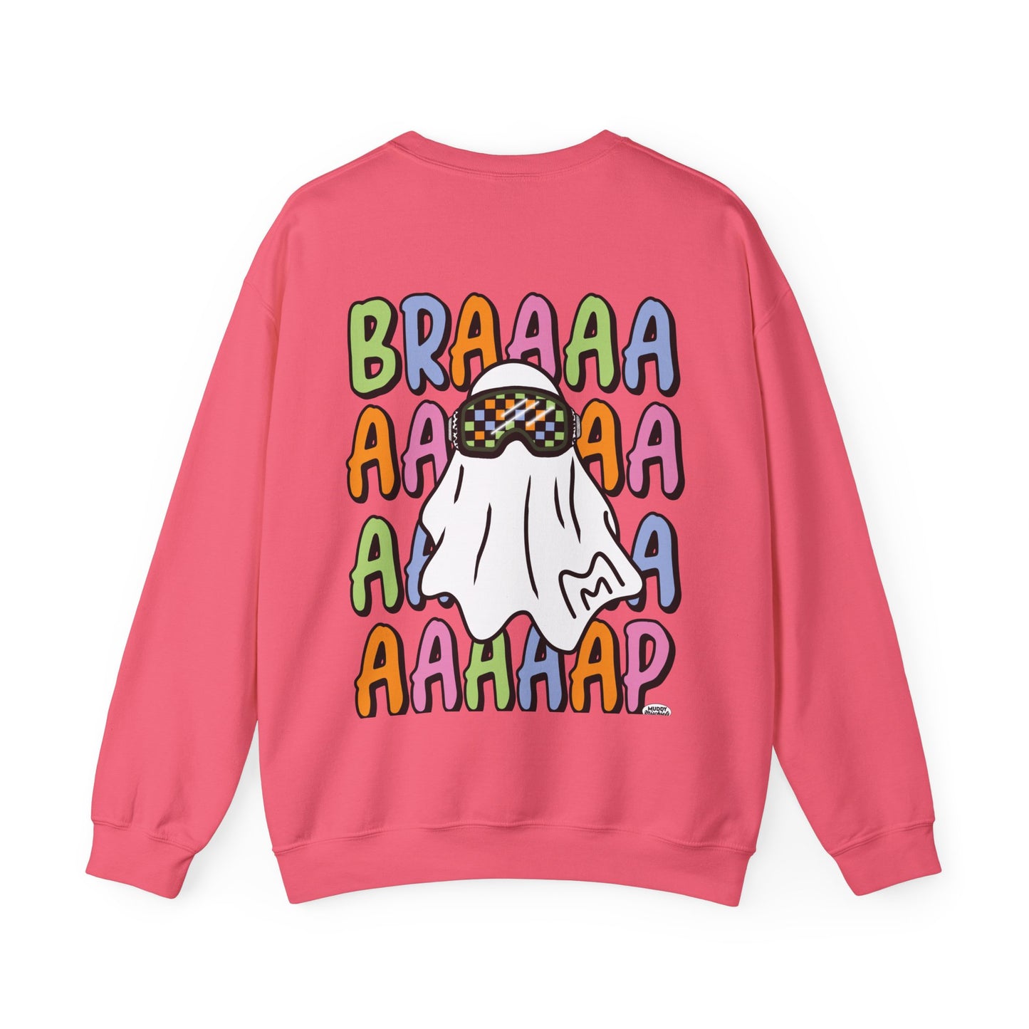 Goggle Ghost | Unisex Adult Halloween Motocross Crewneck Sweatshirt