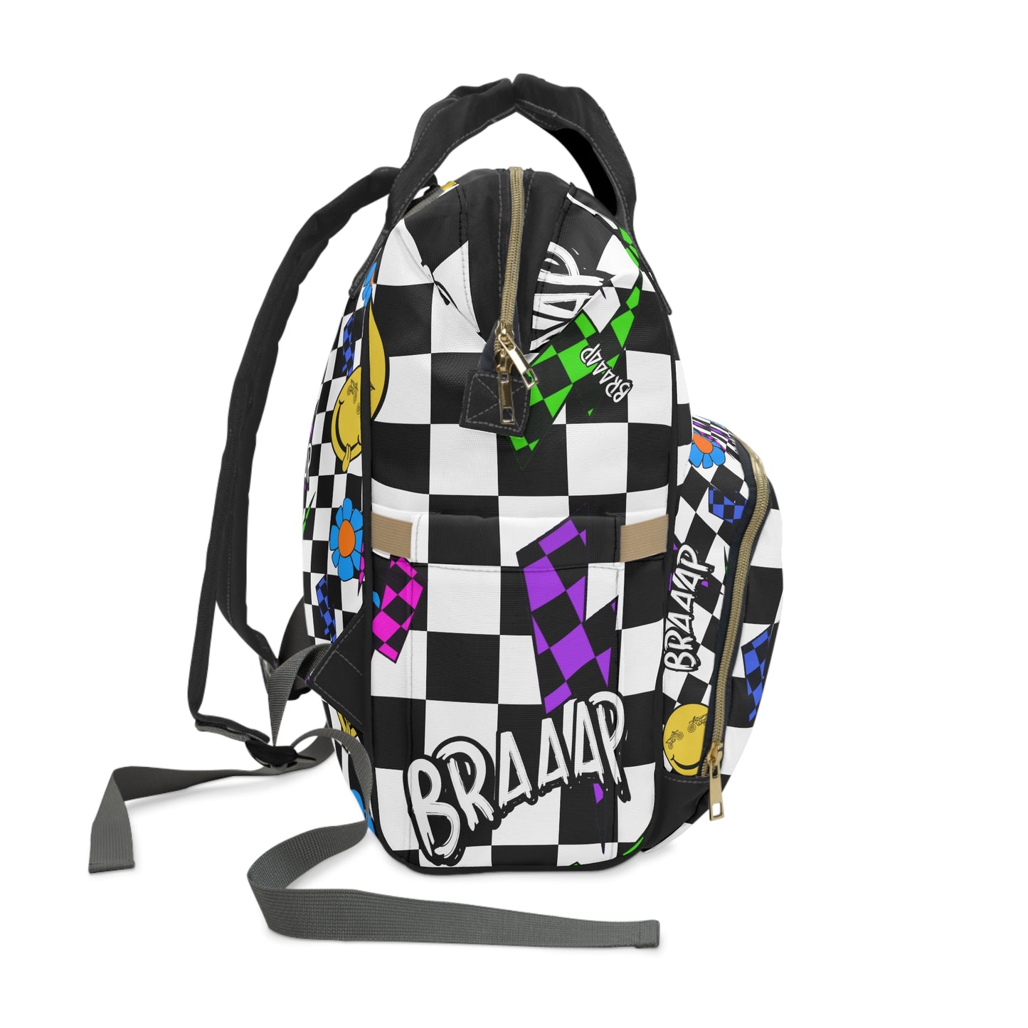 Braaap Colorful Checkered Multifunctional Diaper Backpack