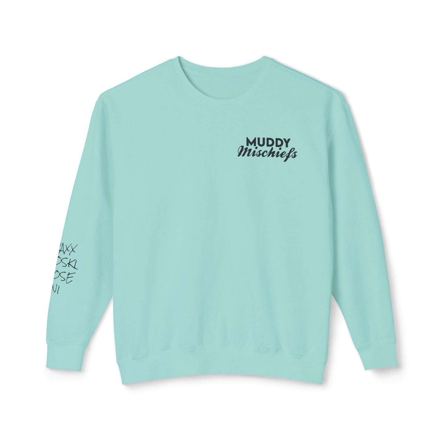 Somebody’s Muddy Mischief Personalizable Crewneck Sweatshirt | Adult Brand Sweatshirt