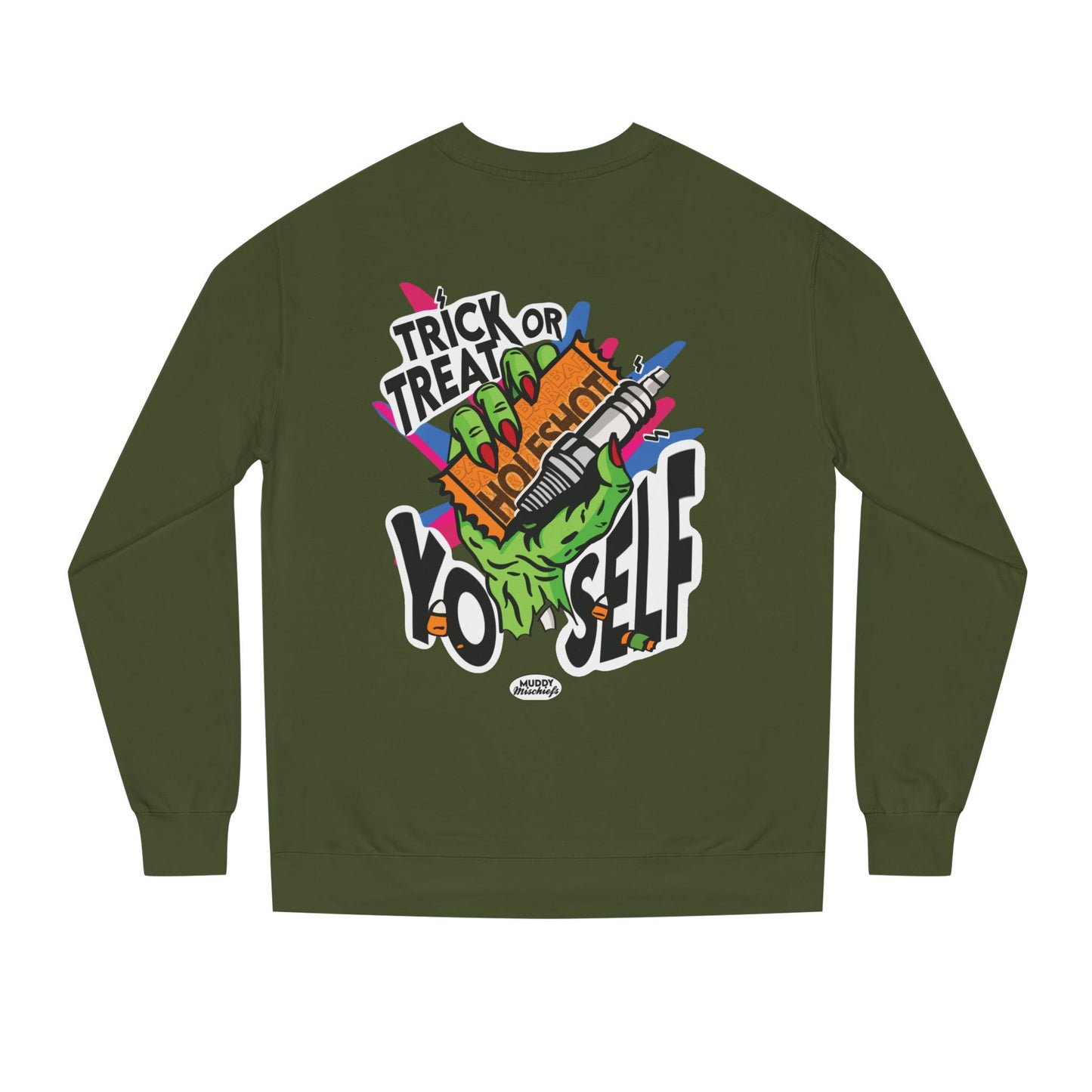 Trick or Treat Yo’self | Unisex Adult Halloween Motocross Crewneck Sweatshirt