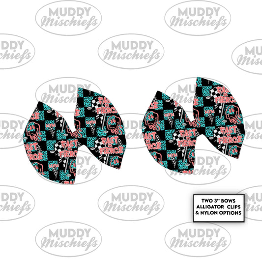 Fast x Fierce 3” PIG TAIL BOWS | Motocross-Inspired Bows