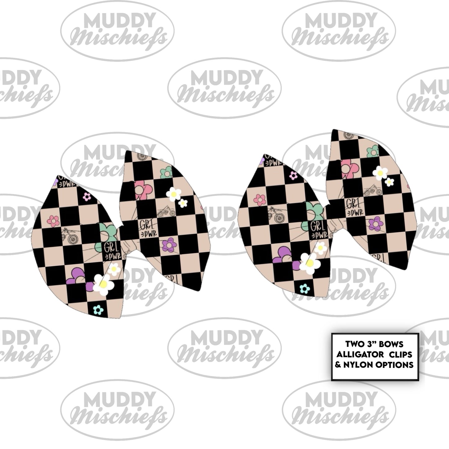 GRL PWR 3” PIG TAIL BOWS | Motocross-Inspired Bows