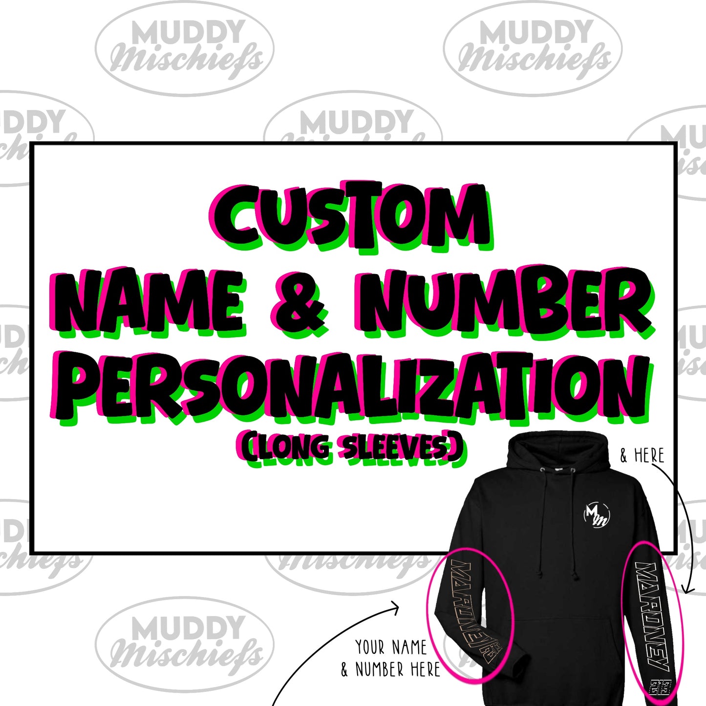Long Sleeve Name + Number Customization | Sleeve Add-On, Sleeve Personalization